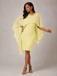 Floral Sheath Mother of the Bride Dress with Cape Overlay