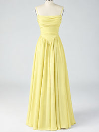 Spaghetti Strap Ruched Chiffon Maxi Dress with Backless