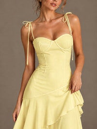 Spaghetti Strap Tiered Ruffles Chiffon Prom Dress