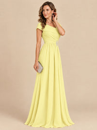 Cap Sleeve Mother of The Bride Dresses Long Chiffon Formal Gowns