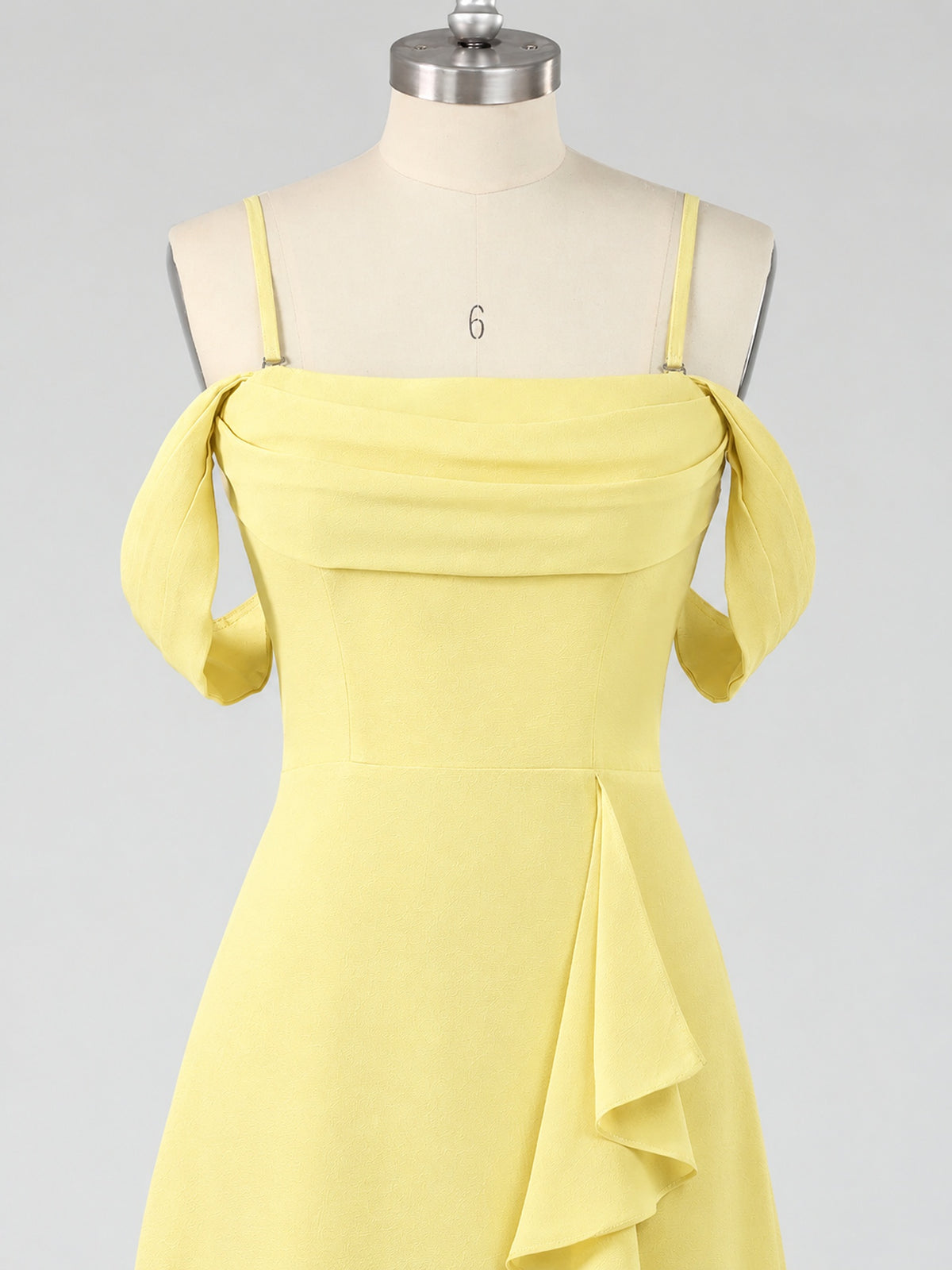 Spaghetti Strap Chiffon Bridesmaid Dress with Ruffles Slit
