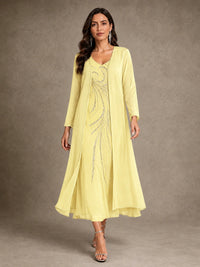 Sequin Chiffon Mother of the Bride Dress with Jacket