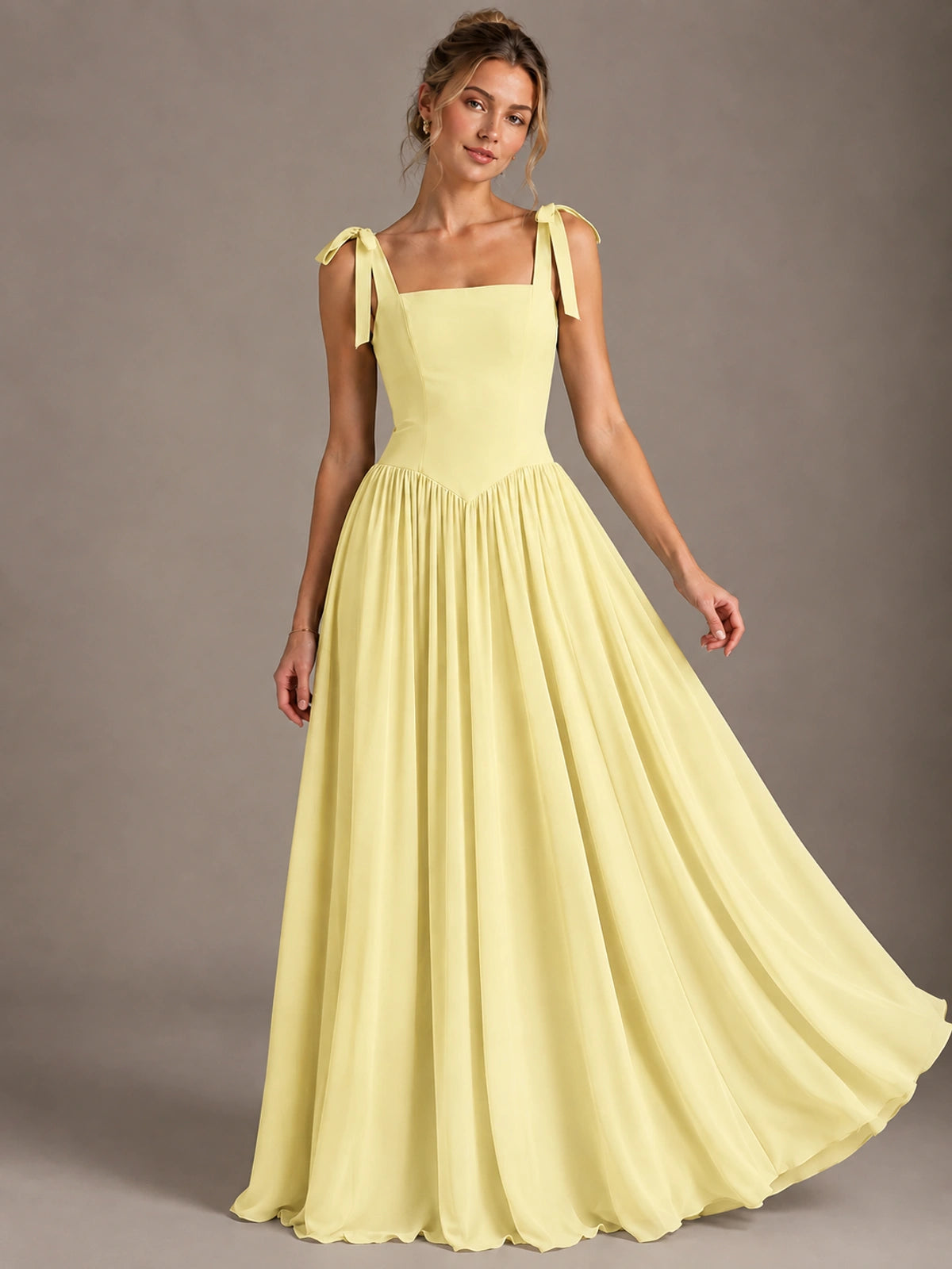 Square Neck A-Line Maxi Dress