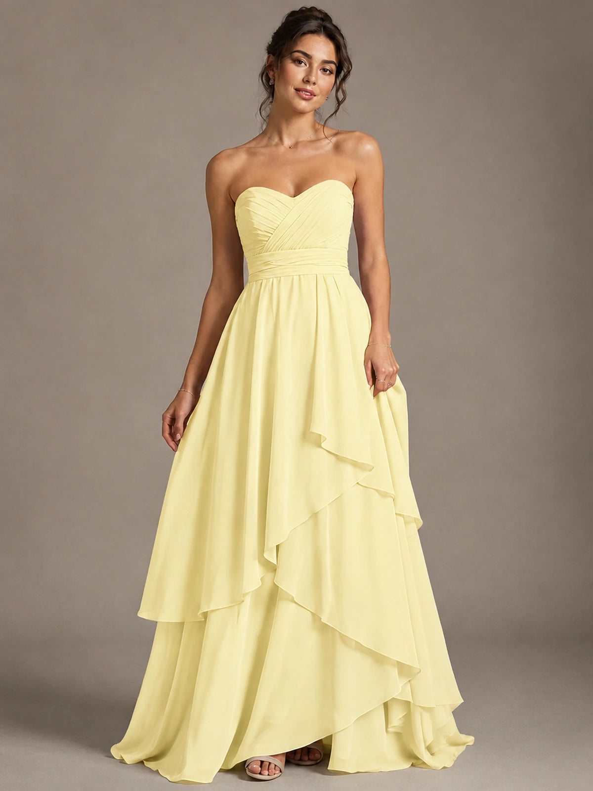 Strapless Ruffle A-Line Maxi Dress