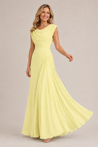 Cowl Neck Ruched Chiffon Mother of the Bride Dress