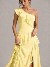 Sage Green One Shoulder Ruffle Bridesmaid Dress