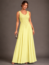 A-line 2 Pieces Chiffon Appliques Mother of The Bride Dresses with Jackets