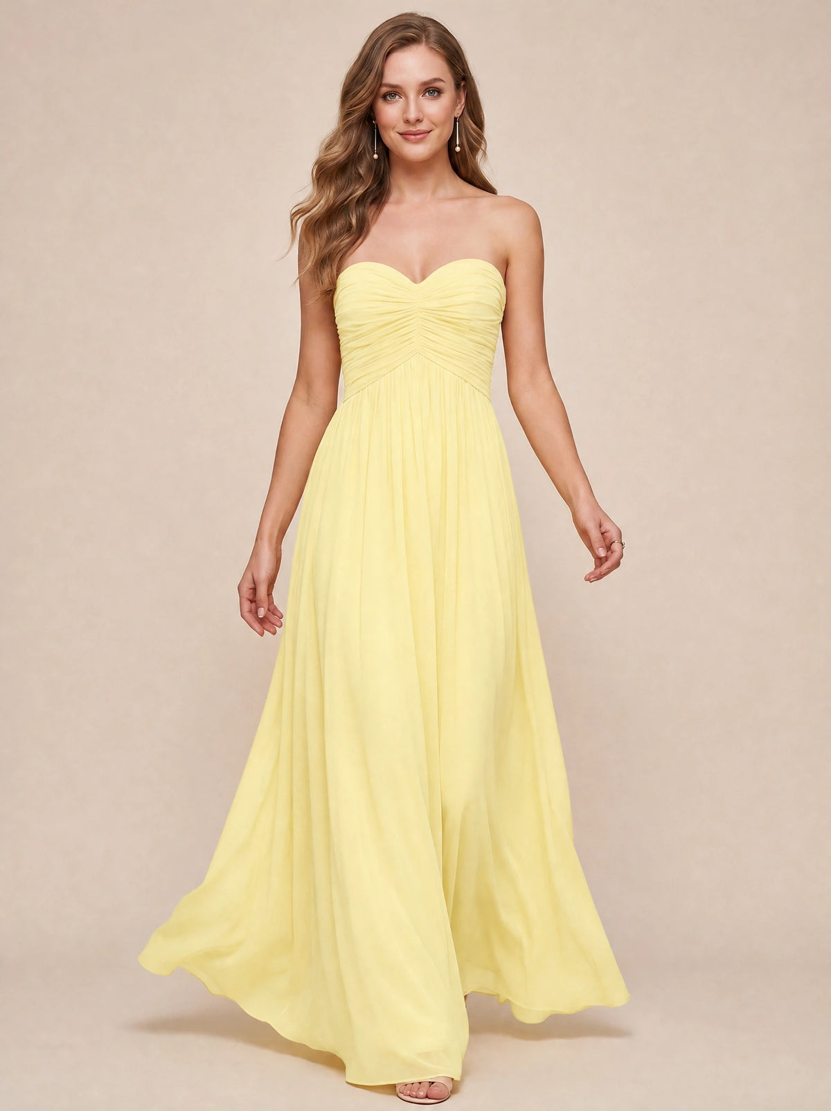Strapless Pleated Chiffon A-Line Bridesmaid Dress