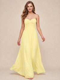 Strapless Pleated Chiffon A-Line Bridesmaid Dress
