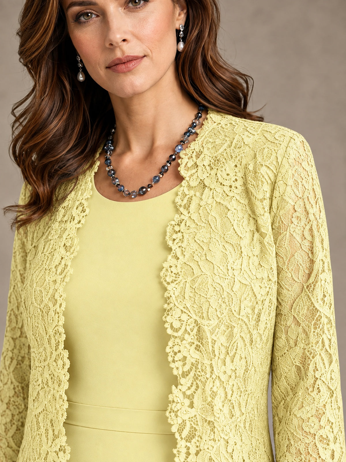 2-Piece Chiffon Mother of the Bride Dress with Lace Jacket