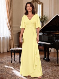 V-Neck Chiffon Lace Mother of the Bride Dresses