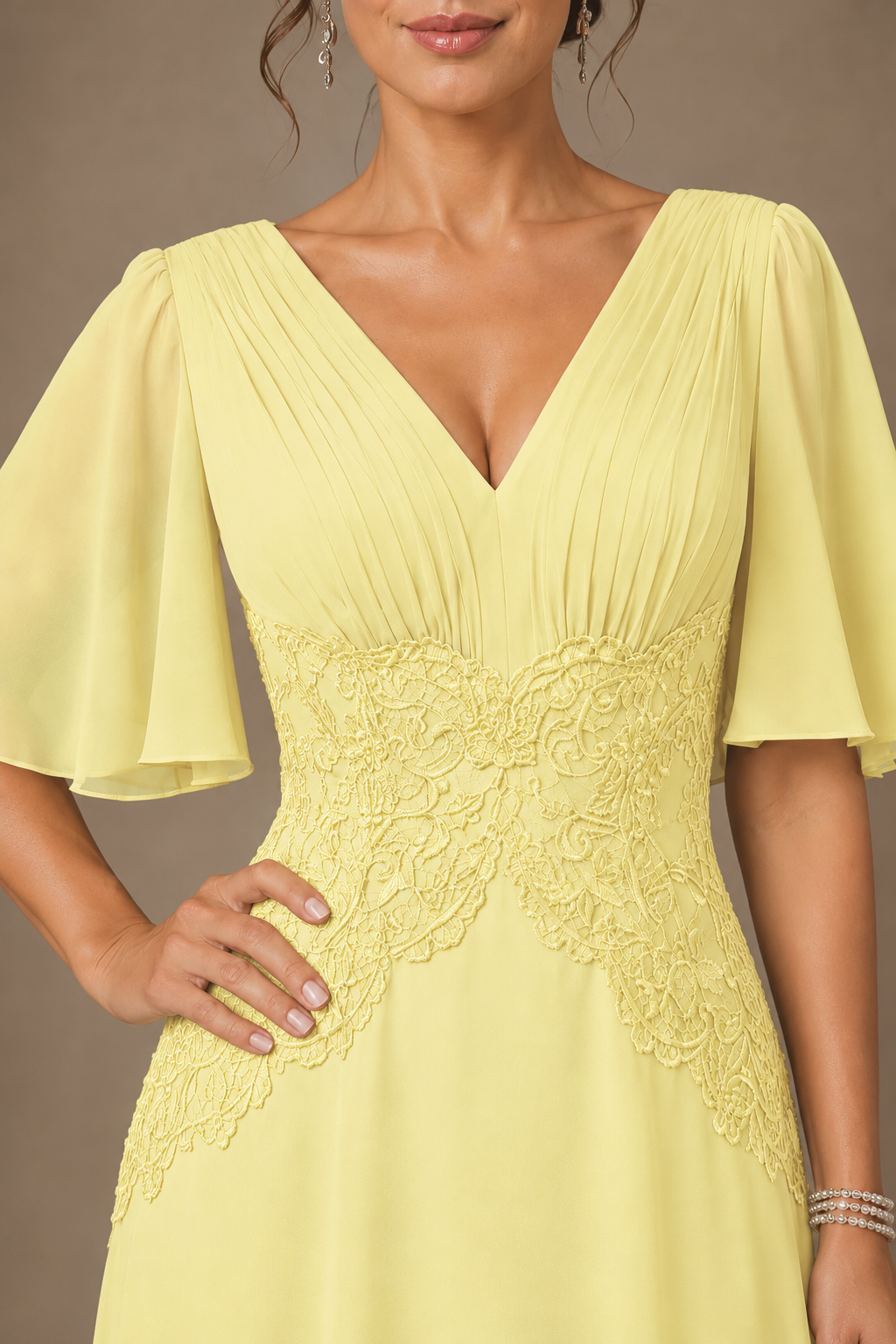 A-Line Chiffon Mother of the Bride Dress with Applique