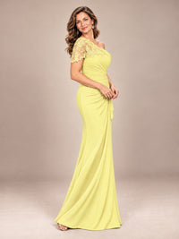 One Shoulder Chiffon Mother of The Bride Dress