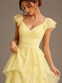 Ruffle Tiered V Neck Maxi Dress
