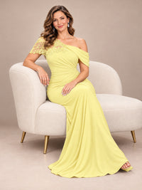 One Shoulder Chiffon Mother of The Bride Dress