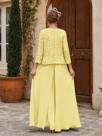 Elegant 3-Piece Chiffon Mother of the Bride Pantsuit with Floral Applique Jacket