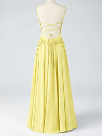 Spaghetti Strap Ruched Chiffon Maxi Dress with Backless