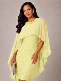 Floral Sheath Mother of the Bride Dress with Cape Overlay