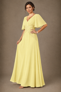 A-Line Chiffon Mother of the Bride Dress with Applique