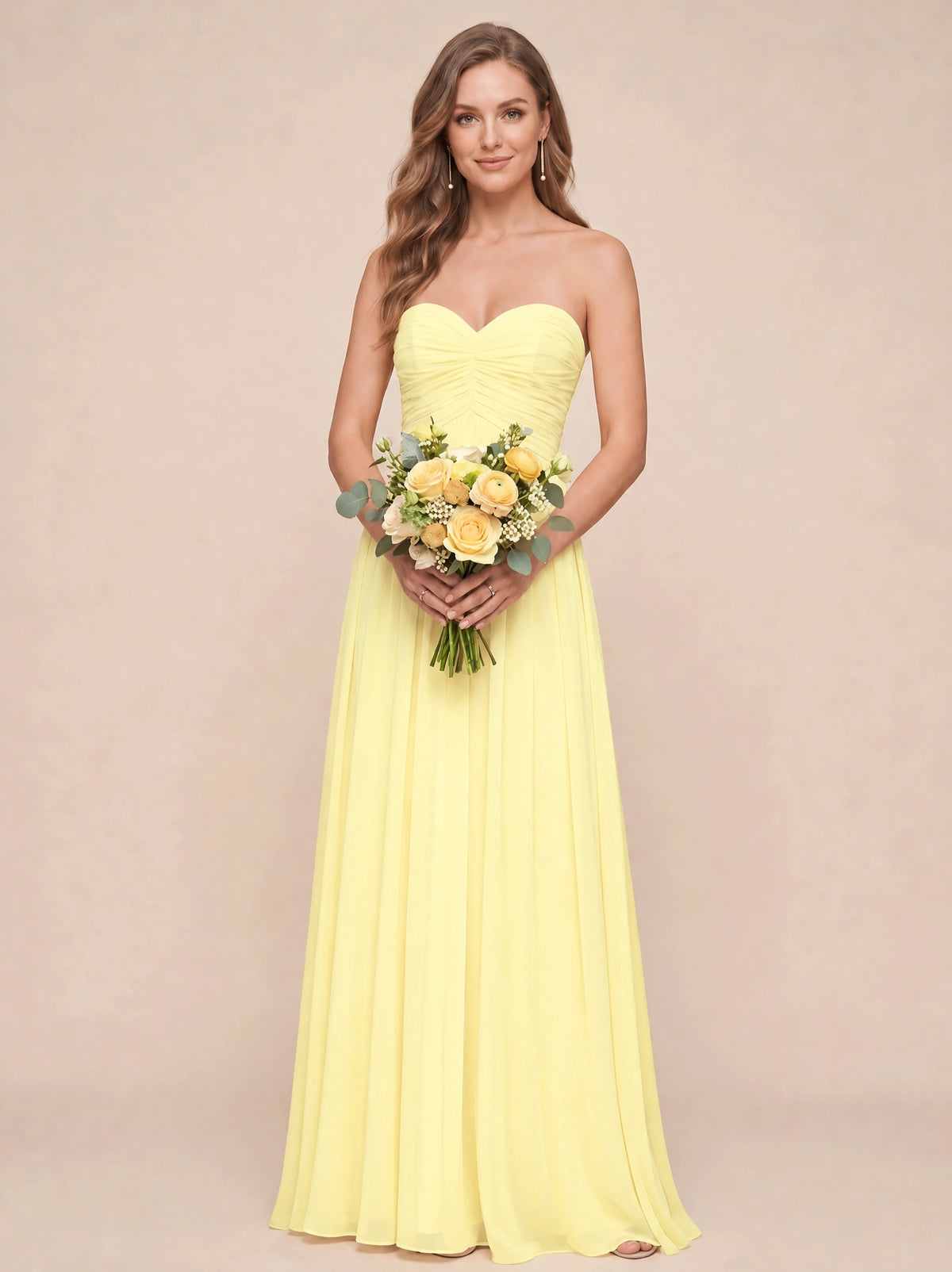 Strapless Pleated Chiffon A-Line Bridesmaid Dress