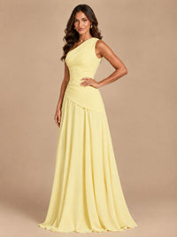 One Shoulder Prom Dress A-line Ruched Women Wedding Formal Gowns