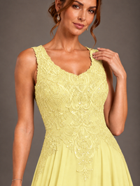 A-line 2 Pieces Chiffon Appliques Mother of The Bride Dresses with Jackets