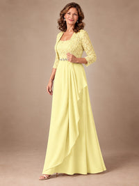 Blush Pink A-Line Mother of the Bride Dress with Lace Jacket and Ruffles