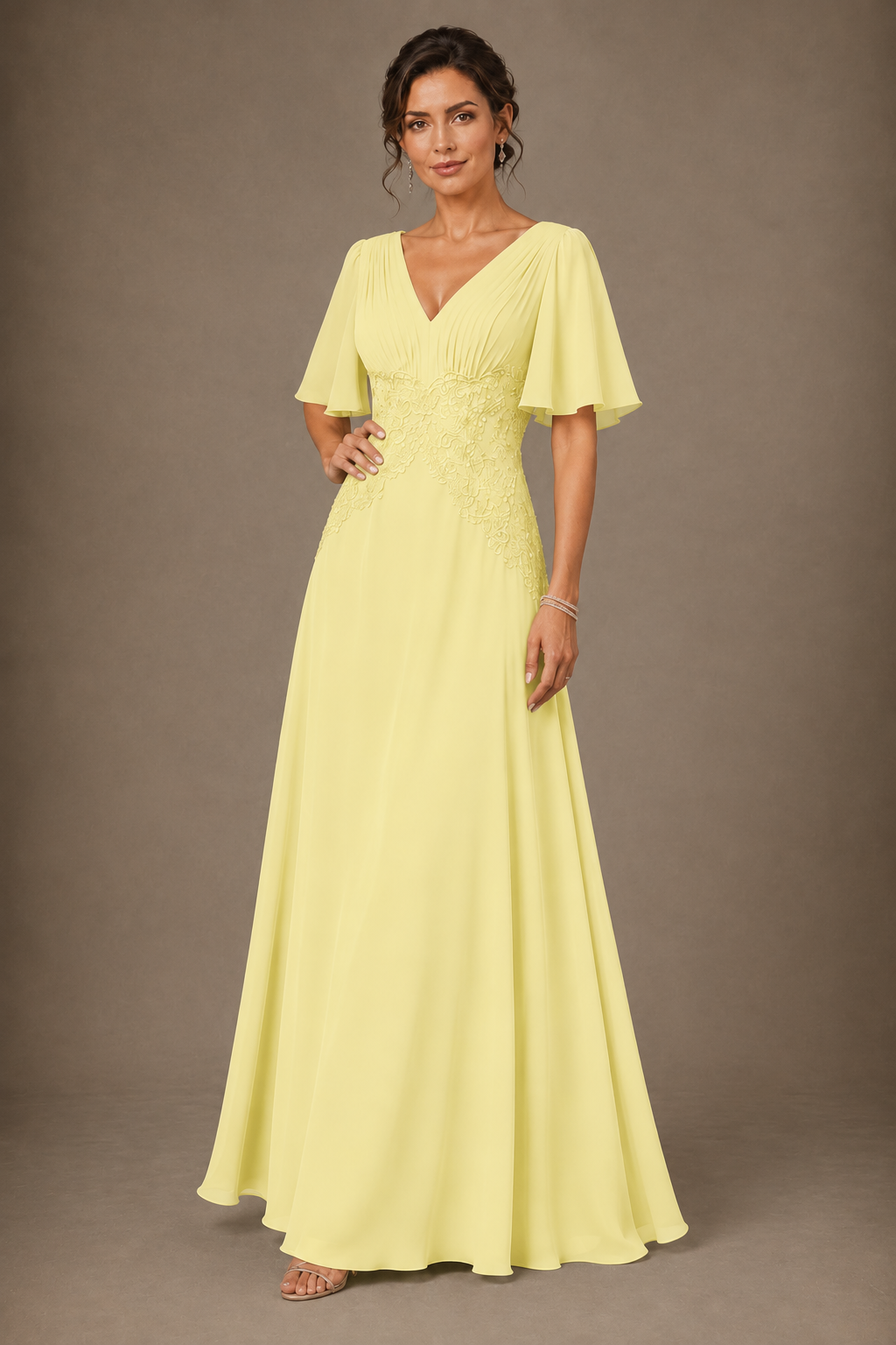 A-Line Chiffon Mother of the Bride Dress with Applique