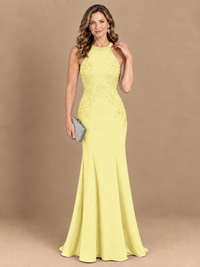 Halter Neckline Lace Appliques Mother of The Bride Dresses