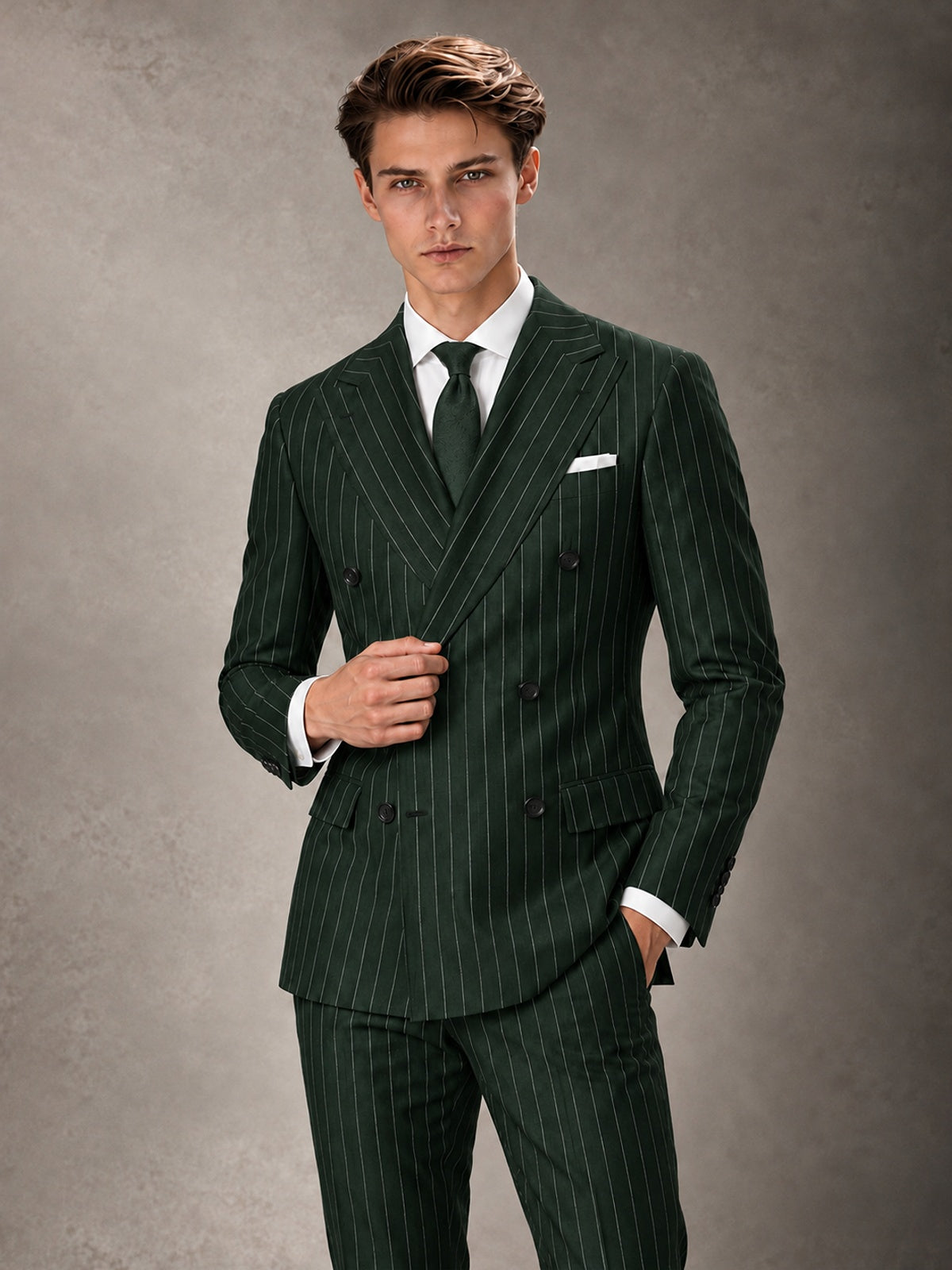 Double Breasted Pinstripe Men's Suit 2 Piece (Jacket & Pants) for Wedding & Formal Prom