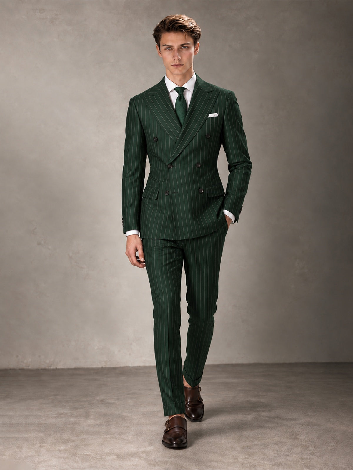 Double Breasted Pinstripe Men's Suit 2 Piece (Jacket & Pants) for Wedding & Formal Prom