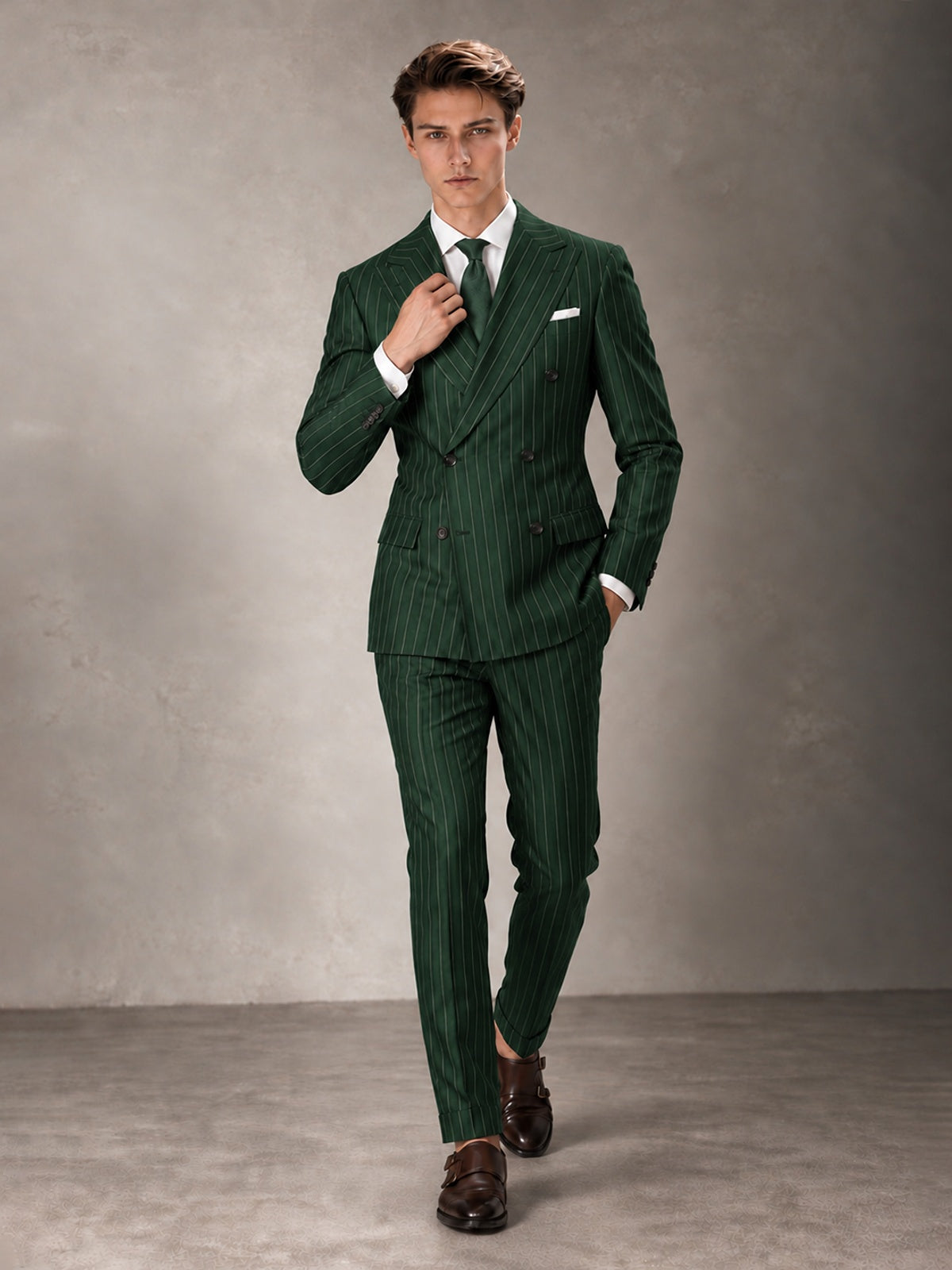 Double Breasted Pinstripe Men's Suit 2 Piece (Jacket & Pants) for Wedding & Formal Prom