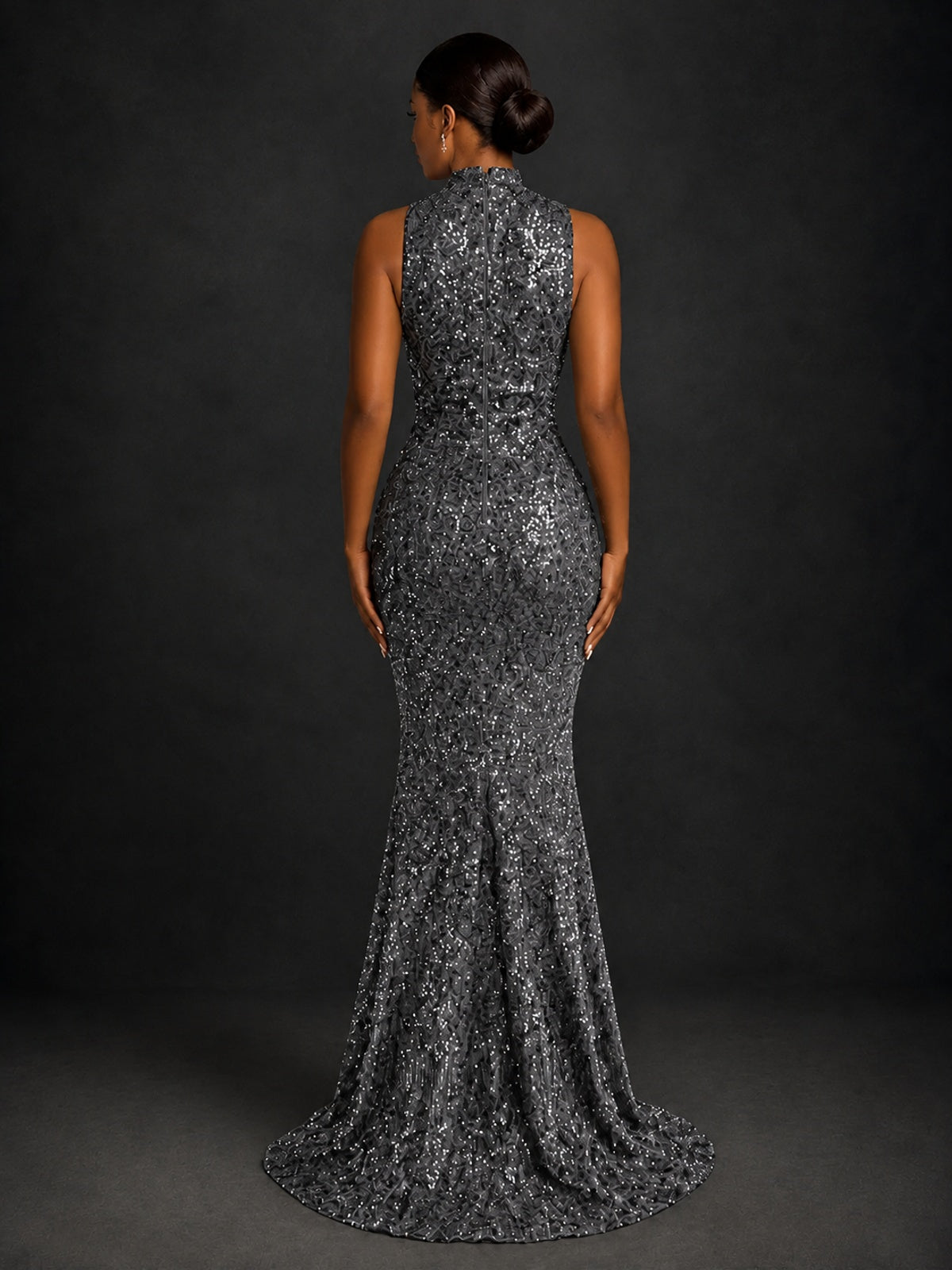 Sparkly Sequin High Neck Mermaid Prom Dress