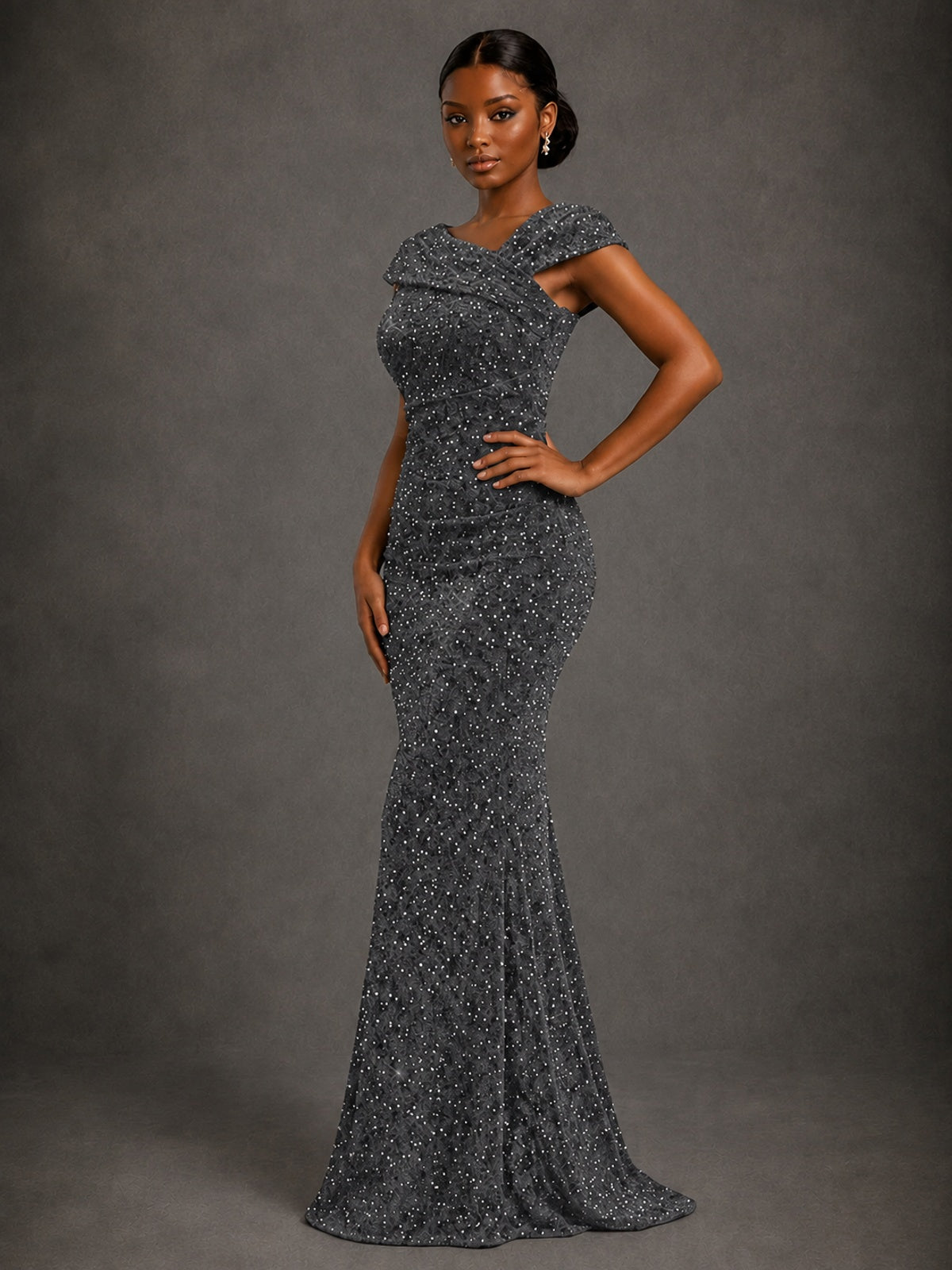Sequin Off Shoulder Mermaid Prom Dress