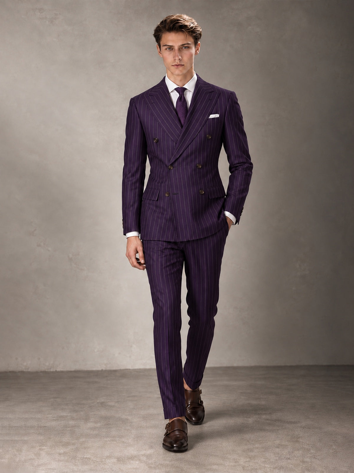 Double Breasted Pinstripe Men's Suit 2 Piece (Jacket & Pants) for Wedding & Formal Prom