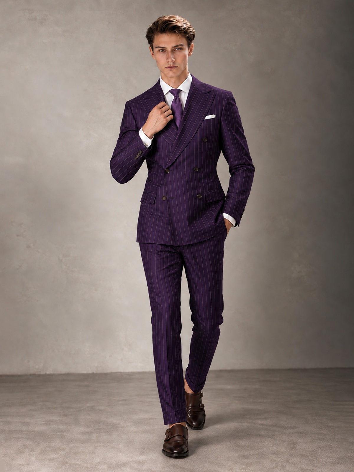 Double Breasted Pinstripe Men's Suit 2 Piece (Jacket & Pants) for Wedding & Formal Prom