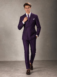 Double Breasted Pinstripe Men's Suit 2 Piece (Jacket & Pants) for Wedding & Formal Prom
