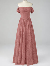 Off Shoulder Jacquard A-Line Maxi Dress