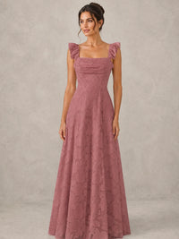 Jacquard Square Neck A-Line Maxi Dress