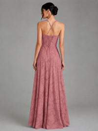 A-Line Halter Floral Chiffon Maxi Dress