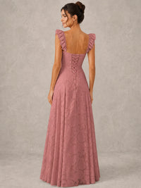 Jacquard Square Neck A-Line Maxi Dress