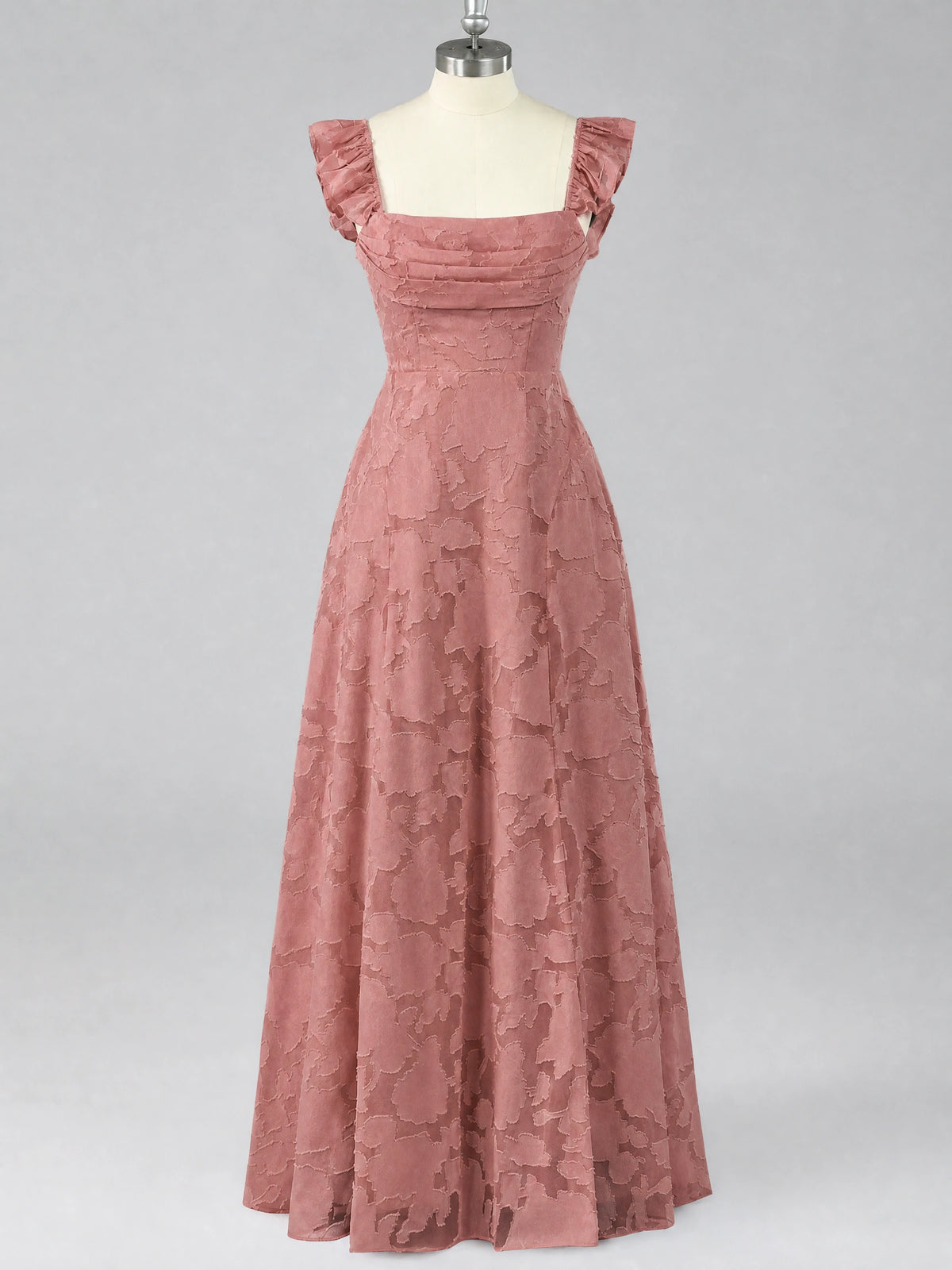 Jacquard Square Neck A-Line Maxi Dress