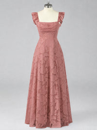 Jacquard Square Neck A-Line Maxi Dress