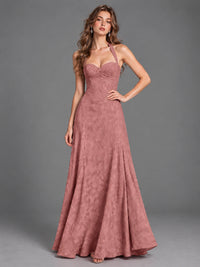 A-Line Halter Floral Chiffon Maxi Dress