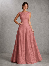 Blush Pink Lace Applique A-Line Bridesmaid Dress