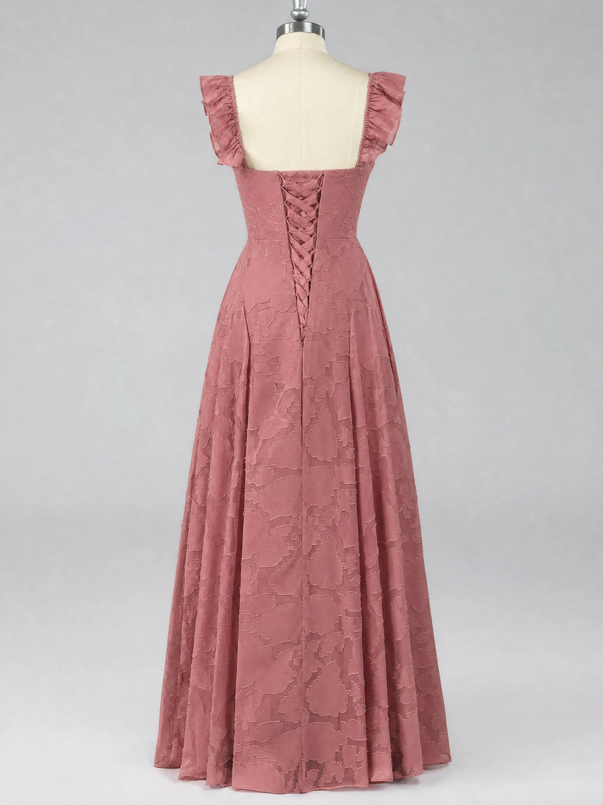 Jacquard Square Neck A-Line Maxi Dress
