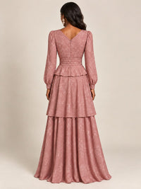Blush Pink Floral Long Sleeve Maxi Dress
