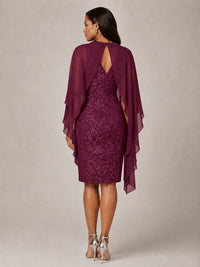 Floral Sheath Mother of the Bride Dress with Cape Overlay