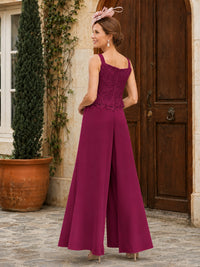 Elegant 3-Piece Chiffon Mother of the Bride Pantsuit with Floral Applique Jacket