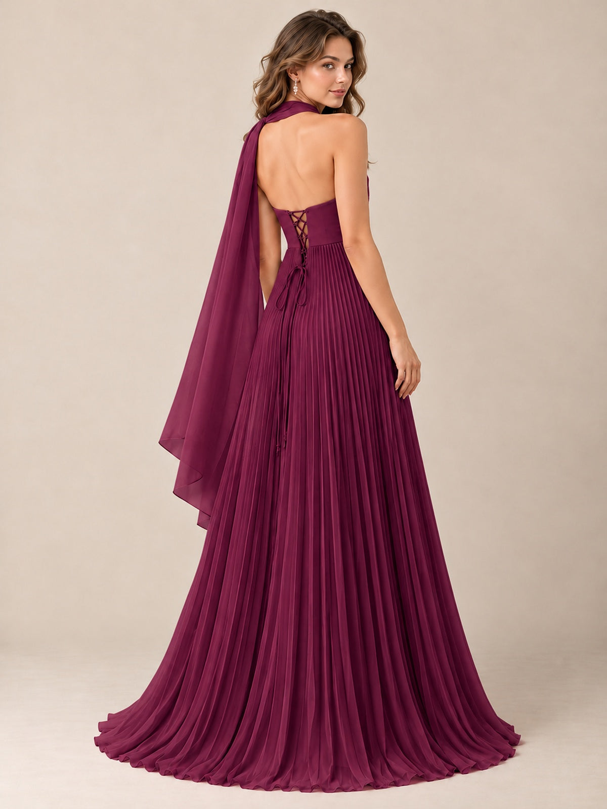 Sweetheart Neckline Pleated Prom Dress Strapless A-line Formal Dress with Flowy Scarf